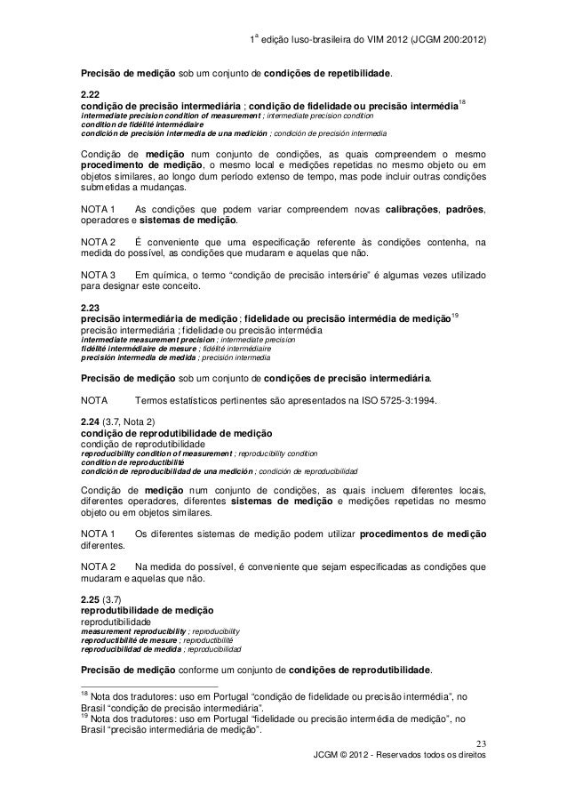 Vocabulário Internacional de Metrologia VIM 2012