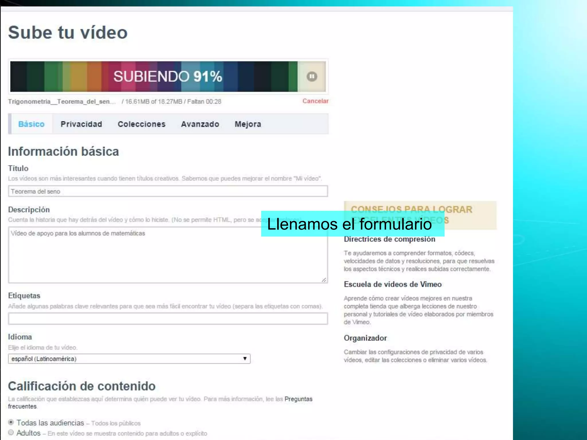 Llenamos el formulario
 