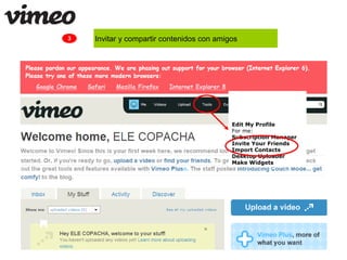 3 Invitar y compartir contenidos con amigos
Edit My Profile
For me:
Subscription Manager
Invite Your Friends
Import Contacts
Desktop Uploader
Make Widgets
 