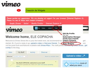 4 Creación de Widgets
Edit My Profile
For me:
Subscription Manager
Invite Your Friends
Import Contacts
Desktop Uploader
Make Widgets
 