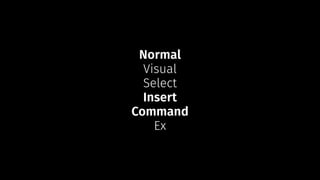 Normal
Visual
Select
Insert
Command
Ex
 