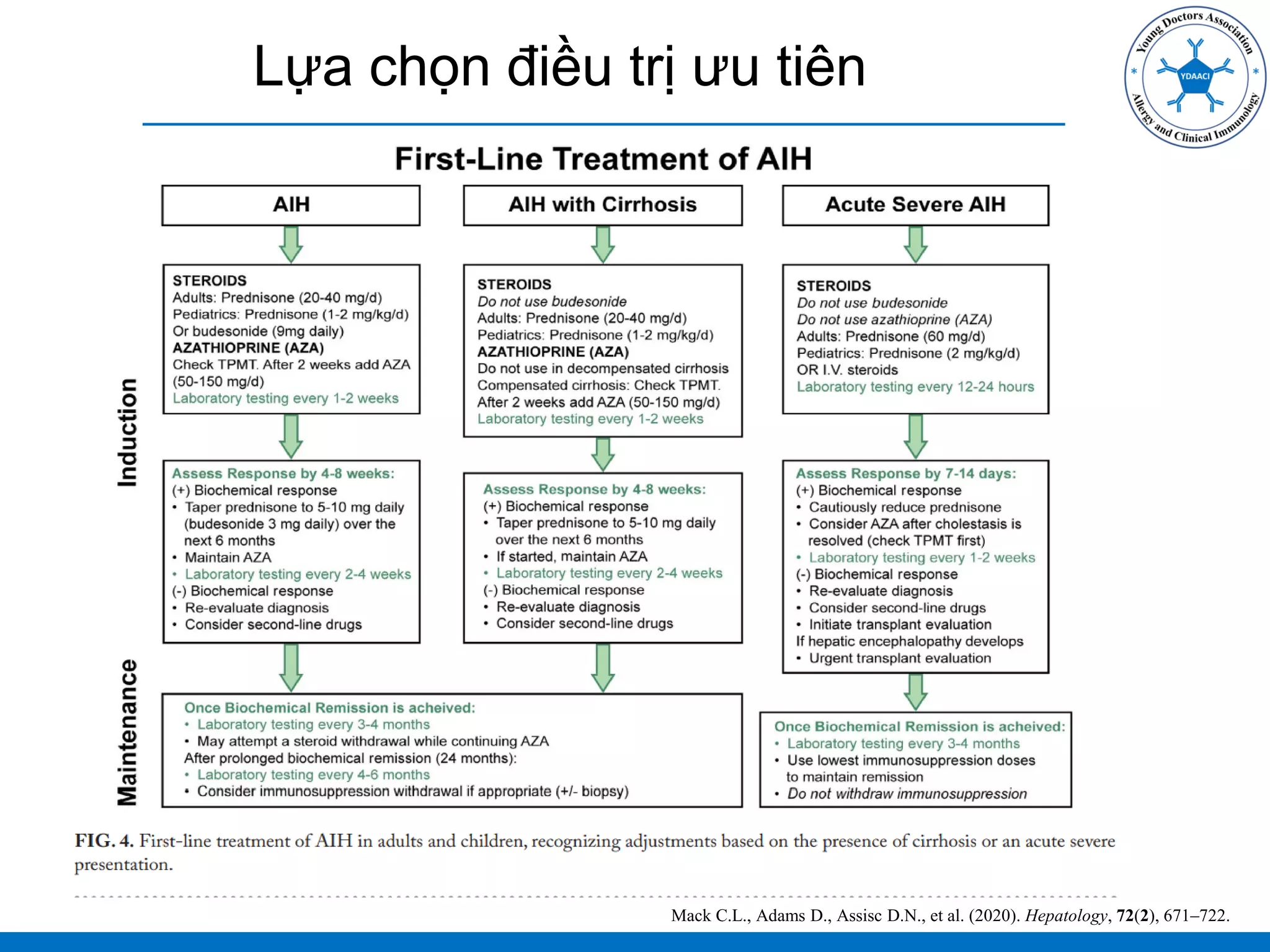 Lựa chọn điều trị ưu tiên
Mack C.L., Adams D., Assisc D.N., et al. (2020). Hepatology, 72(2), 671–722.
 