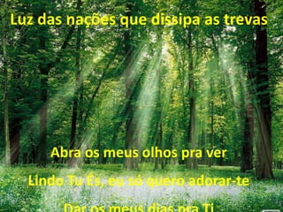 Luz das nações que dissipa as trevas
Abra os meus olhos pra ver
Lindo Tu És, eu só quero adorar-te
 