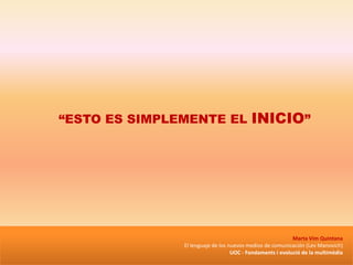 4.-  La digitalización comporta inevitablemente un pérdida de informaciónEl mito de lo digital: Una imagen guardada digitalmente puede tener mucho mayor detalle que un fotografía digital5.- Los medios codificados digitalmente se pueden copiar de manera ilimitada sin degradación, en cambio en los viejos medios cada copia sufría perdidas de calidad.El mito de lo digital: Hay mas degradación y pérdida de información entre las copias de imágenes digitales que entre las copias de las fotografías tradicionales.6.- Los nuevos medios son interactivos. En ese proceso puede elegir qué elementos se muestran o qué rutas seguir, generando así una obra única.El mito de la interactividad: Afirma el hecho más básico de los ordenadores. Otra forma de interactuar seria con las elipses en la narración literaria, los detalles ausentes en los objetos de arte visual,… requieren que el usuario complete la información.LO QUE NO SON LOS NUEVOS MEDIOS