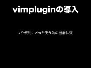 vimpluginの導入

より便利にvimを使う為の機能拡張
 