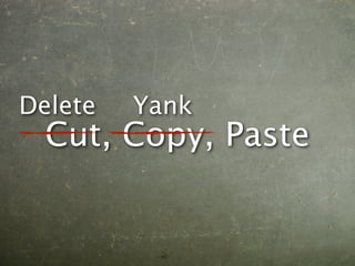 Delete   Yank
  Cut, Copy, Paste
 