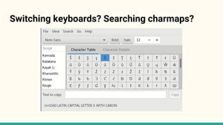 Switching keyboards? Searching charmaps?
 