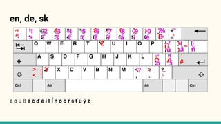 en, de, sk
ä ö ü ß á č ď é í ľ ĺ ň ó ô ŕ š ť ú ý ž
 