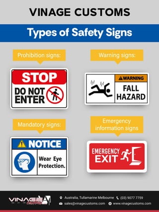 Safety Signage in the Workplace by Vinage Customs | PDF
