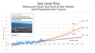 Sea Level Rise
Measured mean sea level at Bar Harbor
and Projections for Future
 