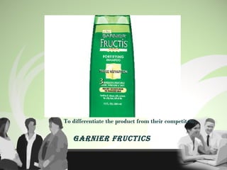 To differentiate the product from their competitors
GARNIER FRUCTICS
 