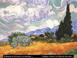 Esboçam as árvores e os narcisos ... Colhem a brisa e os frios de inverno... 