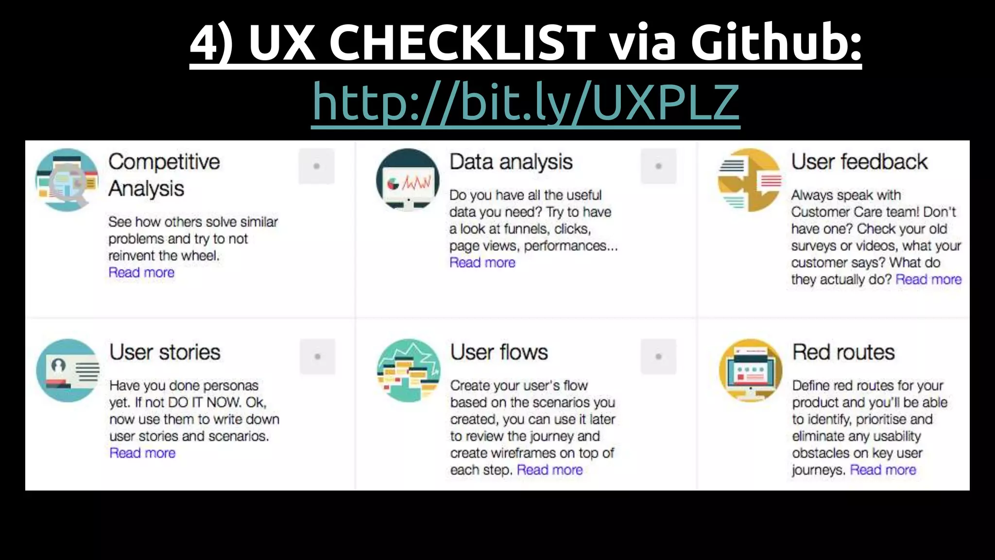 4) UX CHECKLIST via Github:
http://bit.ly/UXPLZ
 