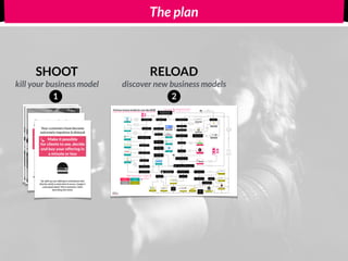 The plan
Does your product/service
remember previous use of a
user? (eg. database)
Will your business client be
less vulnerable to
unexpected situations?
11. Barter
12. Freemium
16. Data Resell
21. Leasing
23. Dynamic pricing
24. Fractional
Ownership
Free!
For the user.
Value
Proposition
Third party
pays the bills
Pricing tactic
19. Flat rate
(one-time-fee)
20. Subscription
(time related)
Hmmm...
Making money on your product seems to be a tough one.
Get out of your comfort zone! It's innovate or die.
Answer quick! What comes to mind
first is the right answer. Here we go:
Will the majority of companies
(users) pay for your product?
Will users have to give their
(company) data in order to use
your product/service?
Do you believe other companies
would have interest in targeting
your user base?
Do you generate user-data
relevant for others?
Are there any complementary
services/products to your offer
that your users expect?
Is the variabel cost per
extra user non-existent
or negligible?
Can you think of features that only
part of your user base would pay for?
Is it your goal to have
direct revenue from this
product/service?
#Awesome! You have some
options that your users
might be willing to pay for.
25. Pre-sales
Do you want the user to be able to
enjoy the product/service forever
once they pay?
Would you like proof of
interest from your users
before you launch?
Do you think the user might
have trouble paying the entire
product at once?
Do you want users to
pay every time they use
your product/service?
Yes!
Damn right
about that!
We will launch
anyway!
Yes!
Will the user have the
exclusive right to use
this product?
Sounds like
a hassle.
Nope! Yes!
Yes!
Check!
Remember: ads is only
one of the options. Go
and find some more!
Not really...
User data is
one of our
biggest assets!
No!
My product is all
they need!
Yes!
Our customers
could give us
something else.
Of course
Investments
are done,
so yes!
Yes!
We do have extra
costs for each sale
Didn't I say I don't
want them to pay?
They would be
devastated if
their user data
was lost!
Ever played Monopoly?
Go back to start!
No!
Can one product
be shared amongst
different users?
Yes!
Could you introduce physical
consumables to be used
together with the product?
Nope!
No!
Good
idea!
Grow up, pre-sales
are only the start...
Cool! You just
teleported
yourself here!
27. Up-selling
Can you sell
something extra
to the big
spenders in your
customer base?
Harder, better,
faster, stronger!
-
Let's check if you
can make even more
money with your idea
PS: you can stop
your journey once
you reach a question
that you answered
already
15. Affiliate/
Referral
18. Marketplace
Would you ever offer these
complementary products/
services in your ecosystem?
We'll suggest a
trusted partner
Yes,
Integrated
Solution
Do you dream of
making even more
money with this idea?
Hell yeah!
Hint >You might find gold at
the other side of this tunnel
17. Matchmaking
platform
Do you bring 2 parties in
contact with each other?
We do!
22. Pay-per-use
Do you have
fluctuating
supply and
demand?
Yes!
No, but we do
have a recurring
cost in mind!
Your journey requires
a teleportation! Find
the exit...
2. Exclusivity/
Limited availlability
1. Loss/Aversion
13. Pay-what-you-
want
7. Flexibility
14. Advertising
28. Razor-blade
No!
Riskless!
6. Certainty
Does the value of your product
decrease if more competing
companies have access to it?
Does your product lowers the needs
for investments compared to the
current solution? (assets or people)
Yes!
Yes
High chance that you'll
find more reason for
companies to pay
High chance that
you'll find more
reason for
companies to pay
Will the customer of our
business client be in
touch with our solution?
Yes!
Will your solution lower the
acquisition cost of new
customers for our client?
8. Vanity/
Reputation
Nope!
Will your product be more
convenient to our clients'
customers than current
solutions offered?
Does the product/service
improve the image of your
business clients towards
their customer segment(s)?
3. Acquisition
convenience
4. Clients (of clients)
satisfaction
Does the internal relationship
between your client and its
employees improve?
10. Transparancy
Yes!
9. OPEX Saving
A real
time-saver!
Is your product/service lowering
the operational costs at your
clients' company? (eg. work hours)
5. Employee
satisfaction
I think so
Does your product improve
the working conditions at
your business client?
Are employees working at your
business client able to focus
more on what they like to do?
They can do
what they are
trained for again!
Does your product/service also
have a positive impact on the
customer of your customer?
Find new revenue models for your idea (B2B) Start here!
What about these colours?
In case your idea improves your own business:
Answer the questions from the perspective of
a B2B startup selling to YOUR business.
RELOADSHOOT
kill your business model discover new business models
1 2
 
