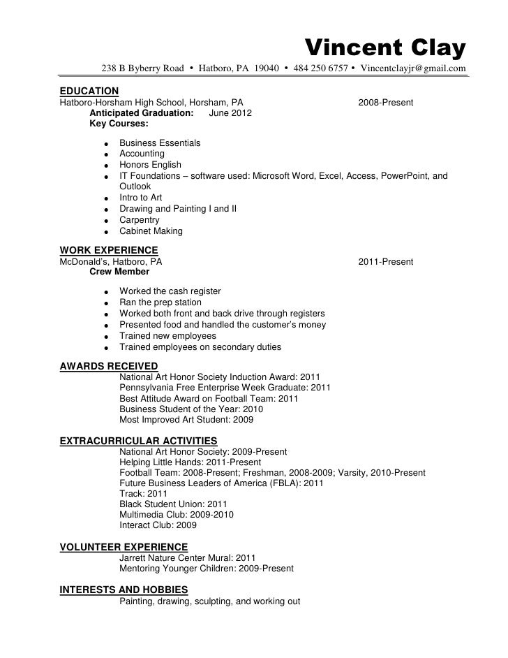 national honor society resumes