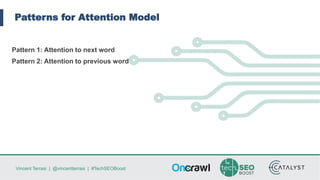 Vincent Terrasi | @vincentterrasi | #TechSEOBoost
Patterns for Attention Model
Pattern 1: Attention to next word
Pattern 2: Attention to previous word
 