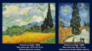 CAMINHO DE CIPRESTES.
Vincent van Gogh. 1890.
Óleo sobre tela. 92 x 73 cm.
Rijksmuseum Kröller-Müller, Otterio.
SEARA COM CIPRESTES.
Vincent van Gogh. 1889.
Óleo sobre tela. 72,5 x 91,5 cm.
Galeria Nacional, Londres.
 