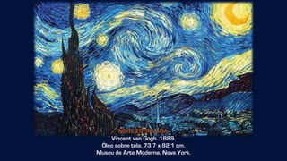 NOITE ESTRELADA.
Vincent van Gogh. 1889.
Óleo sobre tela. 73,7 x 92,1 cm.
Museu de Arte Moderna, Nova York.
 