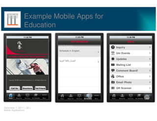 Example Mobile Apps for
                 Education




December 1, 2011 < 20 >
Mobile Applications
 