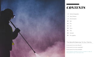 The Benefit Belongs To Our Clients.
Our 8 member companies function in tandem to make all
this possible for you—at the same time.
Do you want to be more efficient?
Do you want to be more sustainable?
Do you want to be more profitable?
2
4
6
10
12
15
18
21
23
24
Vertical Integration
Vincit History
Zee Company
QSI
ITG
EIS
Zeco
TCS
Numark
Pro Logistics
CONTENTS
 