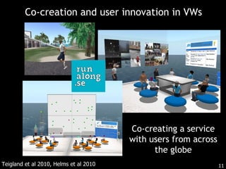 Co-creation and user innovation in VWs Teigland et al 2010, Helms et al 2010 Co-creating a service with users from across the globe 
