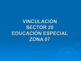 VINCULACIÓN SECTOR 20 EDUCACIÓN ESPECIAL ZONA 07 