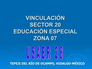 VINCULACIÓN SECTOR 20 EDUCACIÓN ESPECIAL ZONA 07 TEPEJI DEL RÍO DE OCAMPO, HIDALGO-MÉXICO U S A E R  2 8 