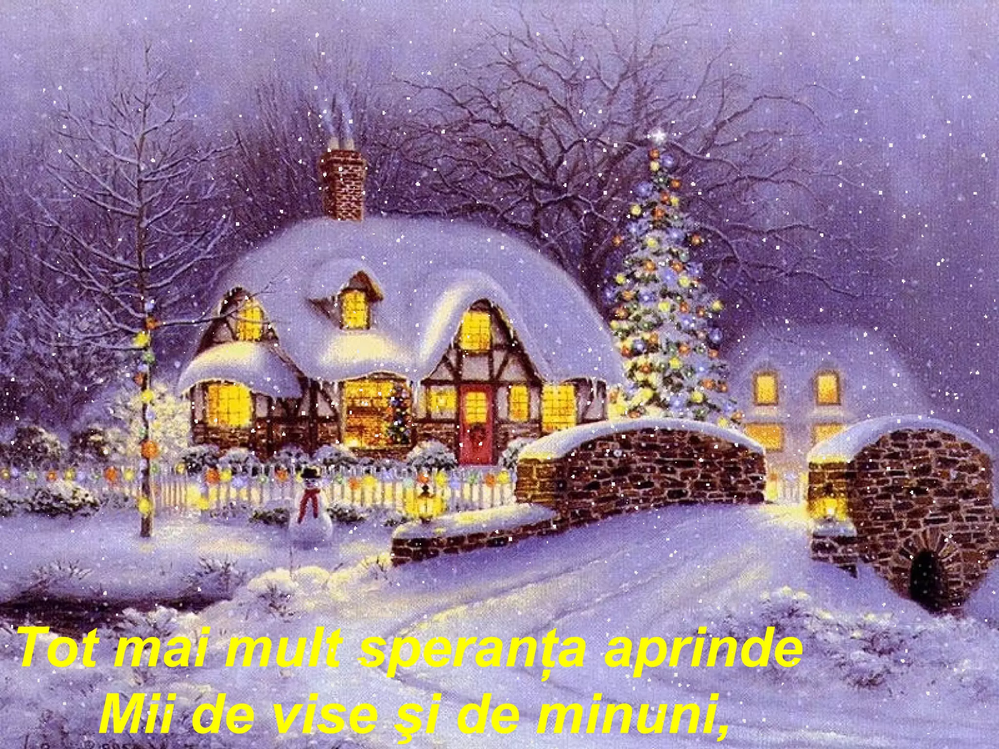 Tot mai mult speranţa aprinde  Mii de vise şi de minuni, 