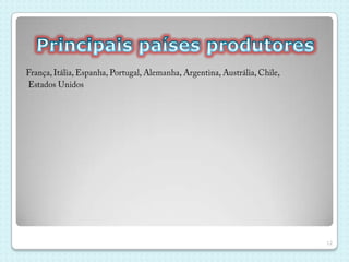 Quanto  ao teor de açucar: Seco - Possui até 5 gramas de açúcar por litroMeio Doce - Possui de 5 gramas a 20 gramas de açúcar por litroSuave - Possui mais de 20 gramas de açúcar por litro.9Cont.