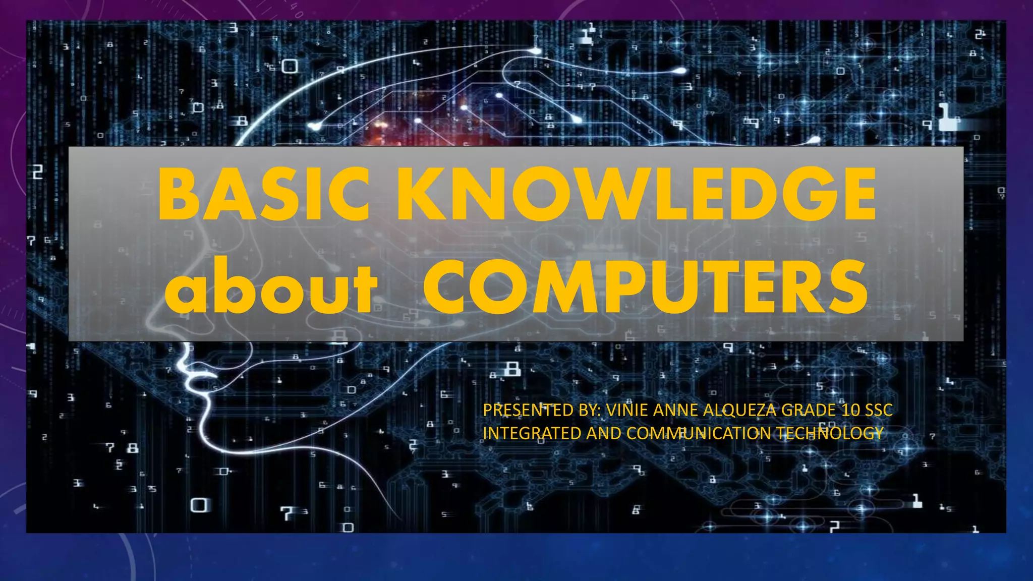 BASIC KNOWLEDGE ABOUT COMPUTERS by V | PPT