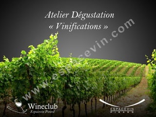 Atelier Dégustation
« Vinifications »

 