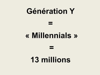 Génération Y
=
« Millennials »

=
13 millions

 