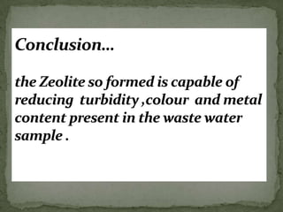 synthesis of fly ash based zeolite for wastewater purification | PPTX