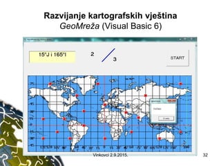 Razvijanje kartografskih vještina
GeoMreža (Visual Basic 6)
32Vinkovci 2.9.2015.
 
