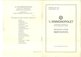 Vinmonopolets prisliste nov 1941