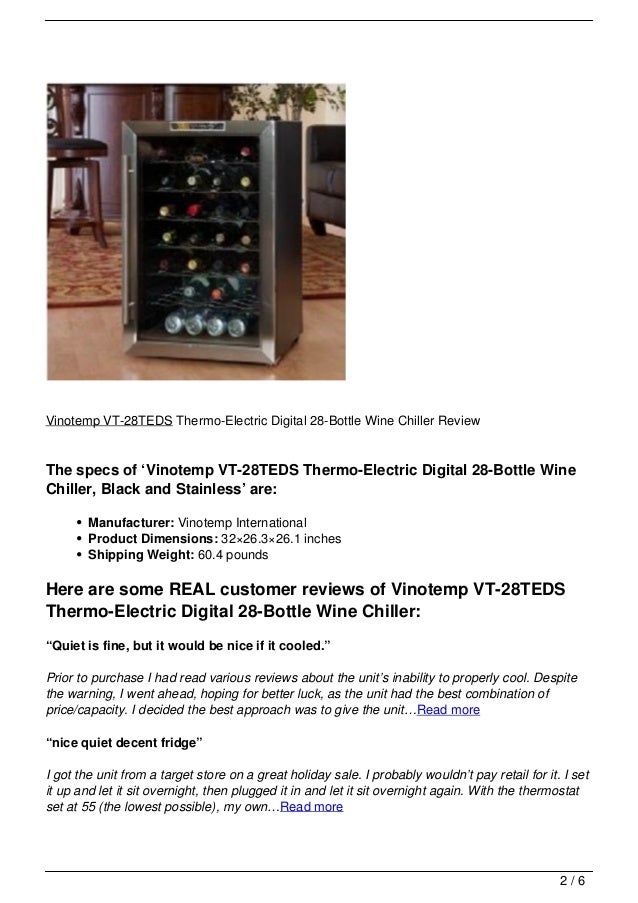 Vinotemp VT28TEDS ThermoElectric Digital 28Bottle Wine Chiller Review
