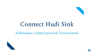 Connect Hudi Sink
Kafkaesque, Commit protocol, Transactional
 