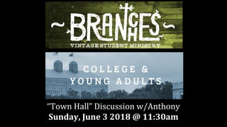 ““Town Hall” Discussion w/AnthonyTown Hall” Discussion w/Anthony
Sunday, June 3 2018 @ 11:30amSunday, June 3 2018 @ 11:30am
 