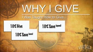 WHY I GIVE
I Was Taught How to Give...
 