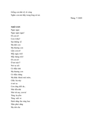 Tuyển tập những bài thơ của Nhà thơ Vũ Thị Tỉnh