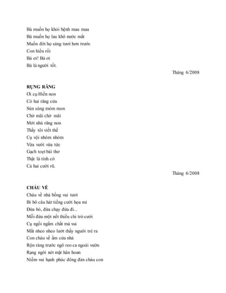 Tuyển tập những bài thơ của Nhà thơ Vũ Thị Tỉnh