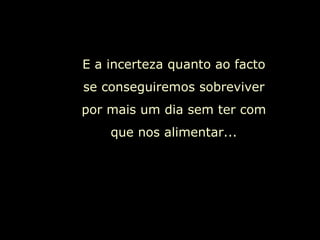 E a incerteza quanto ao facto se conseguiremos sobreviver por mais um dia sem ter com que nos alimentar... 