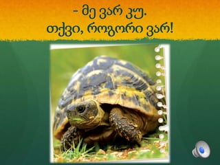 - მე ვარ კუ.
თქვი, როგორი ვარ!
 