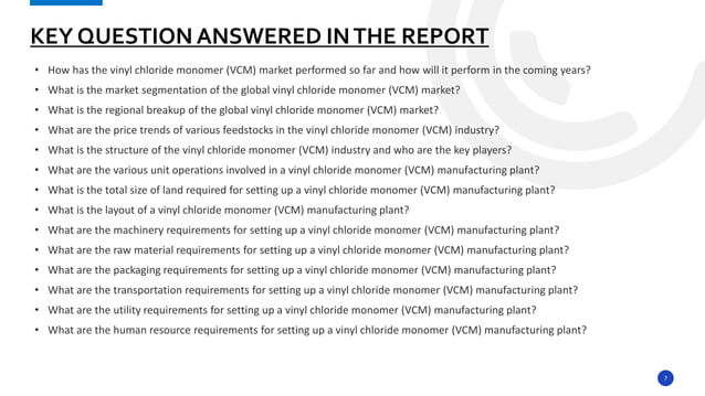 Detailed Project Report on Vinyl Chloride Monomer (VCM) Manufacturing ...