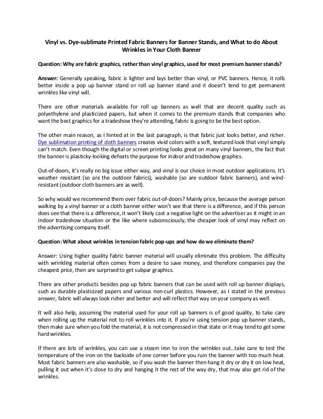 Vinyl vs dye sublimate printed fabric banners for banner stands