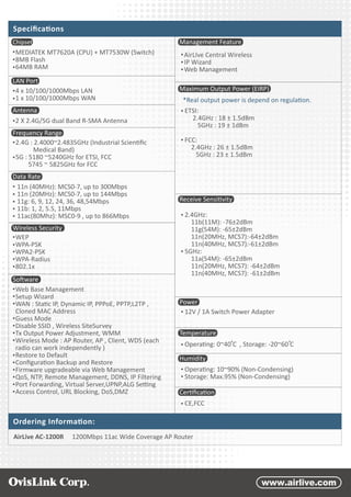 Live AC-1200R - Especificaciones PDF