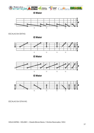 VIOLA CAIPIRA – VOLUME I – Cláudia Morais Neves / Direitos Reservados / 2011 
17 
ESCALAS EM SEXTAS: 
ESCALAS EM OITAVAS:  