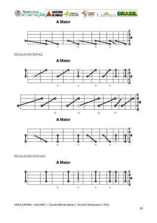 VIOLA CAIPIRA – VOLUME I – Cláudia Morais Neves / Direitos Reservados / 2011 
20 
ESCALAS EM SEXTAS: 
ESCALAS EM OITAVAS: 
 