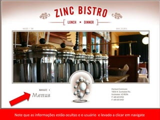 Note que as informações estão ocultas e o usuário e levado a clicar em navigate