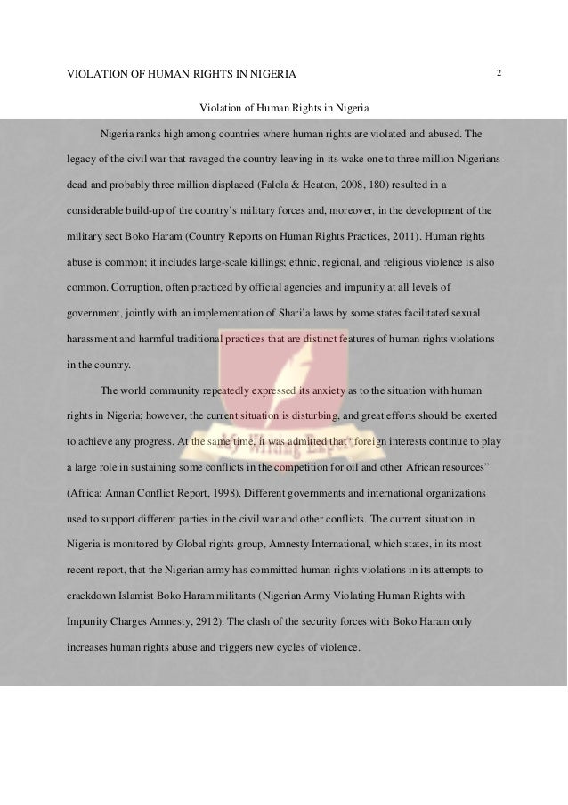 violation of human rights in nigeria essay Essay on “human rights political killings are very common which have very much degraded the quality of human life violation and denial of human rights by. violation of human rights in nigeria essay Essay on “human rights political killings are very common which have very much degraded the quality of human life violation and denial of human rights by.